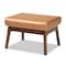 Baxton Studio Bianca Mid-Century Modern Wood and Tan Faux Leather 2-Piece Lounge chair and Ottoman Set 190-11392-11484-ZORO - alternate 6